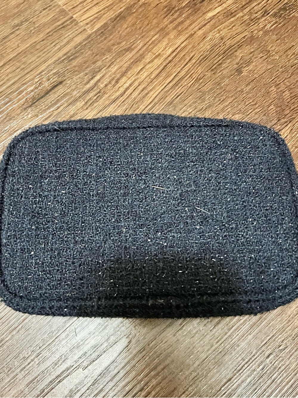 CHANEL Black Tweed Beauté Cosmetic Pouch with Gold Logo - Picture 2 of 5